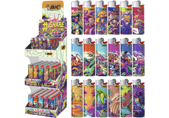 Présentoir briquets BIC "By José Villacrez" 100x J26+ 50x J25