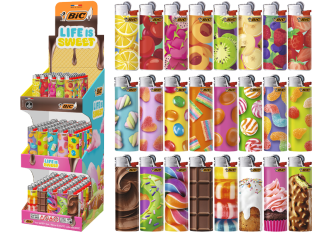 Présentoir briquets BIC LIFE is SWEET 100x J26+ 50x J25