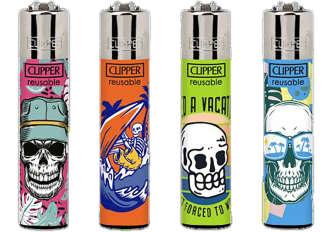 B.48 briquets CLIPPER large VACAY SKULL