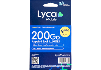 Kit SIM LYCAMOBILE Appels & Sms illimités 200Go
