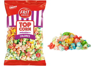 P.12 sachets Pop Corn sucré colorés 130gr