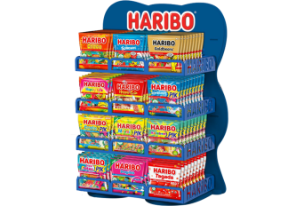 Présentoir comptoir HARIBO bleu mini sachets