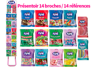 Présentoir FINI 14 broches + 504 sachets 90gr
