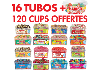 Colis 16 tubos HARIBO AP + 120 cups
