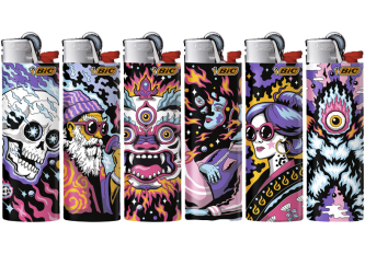 B.50 briquets BIC GM J26 FLAMING CHARACTERS
