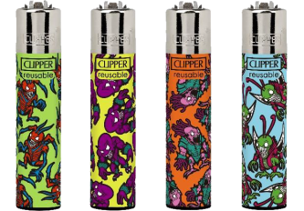 B.48 briquets CLIPPER large  MONSTER PIXEL