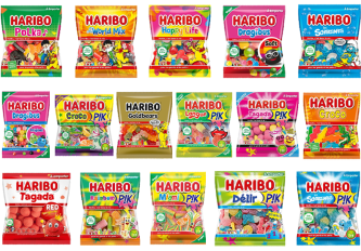 Colis 16 cartons HARIBO 16 références sachets 100 & 120gr