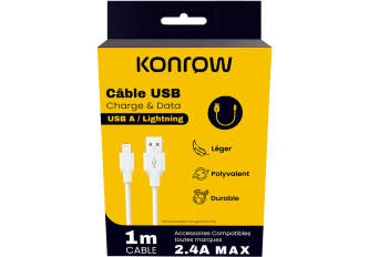 Câble PVC lightning 1m KONROW