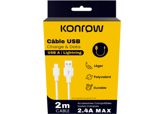 Câble PVC lightning 2m KONROW