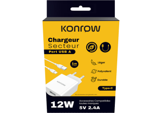 Chargeur secteur + câble Type-C KONROW