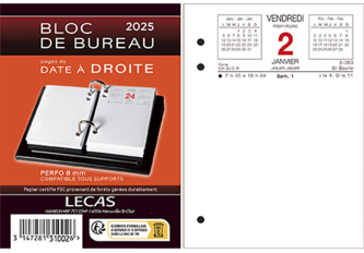 Bloc éphéméride date à droite