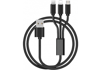 Câble 3en1 noir charge-rapide