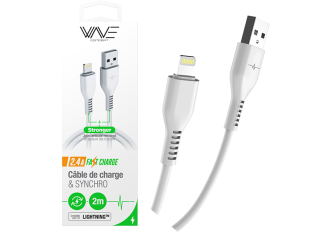 Câble 2,4A lightning 2m blanc