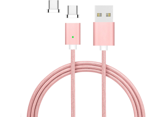 Câble nylon ELEGANCE USB rose MICRO USB