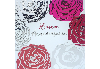 Carnet anniversaire ROSE ROUGE GRISE
