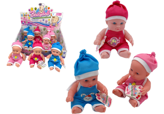 B.12 poupées bébés+ bonnet 19cm