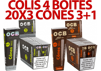 Colis 4 boites 20X3 Cônes OCB 3+1