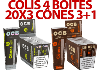 Colis 4 boites 20X3 Cônes OCB 3+1