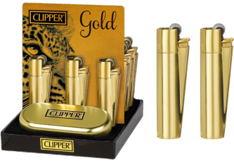 P.12 briquets CLIPPER métal GOLD