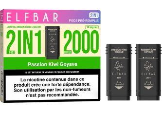 Lot 10 packs de 2 pods 2en1 Passion kiwi goyave 10mg