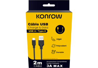 Câble PVC Type-C 2m KONROW