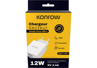 Chargeur 2x Port USB 12W 2,4A KONROW