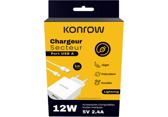 Chargeur secteur + câble lightning KONROW