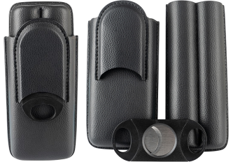 Etuis + coupe cigare 2 pièces noir