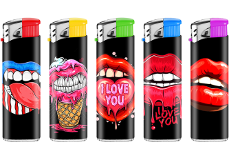 B.50 briquets BRIQ PIEZO LUX LOVE LIPS