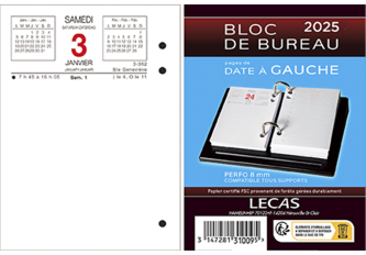Bloc éphéméride date à gauche