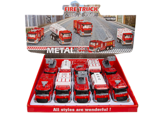 Présentoir 10 véhicules de pompier 15cm
