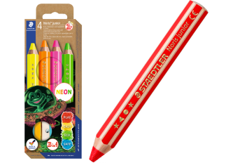 Etui 4 crayon fluo 3en1 + taille crayon