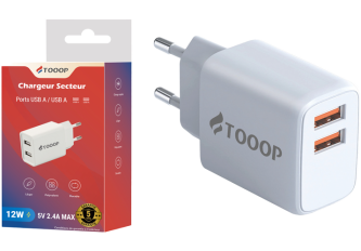 Chargeur seul 2xUSB 12W TOOOP