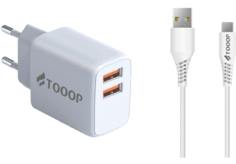 Chargeur 2x usb + câble type- c TOOOP