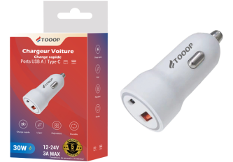 Chargeur voiture usb + type-c TOOOP