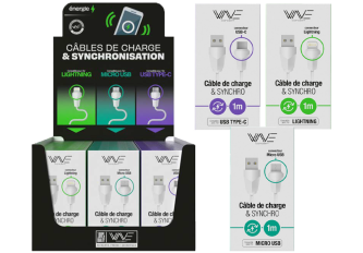 Présentoir comptoir 25+5 câbles 1m WAVE CONCEPT