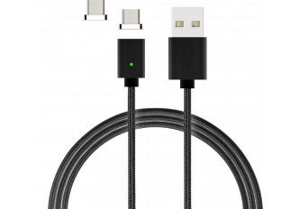 Câble nylon ELEGANCE type USB-C noir